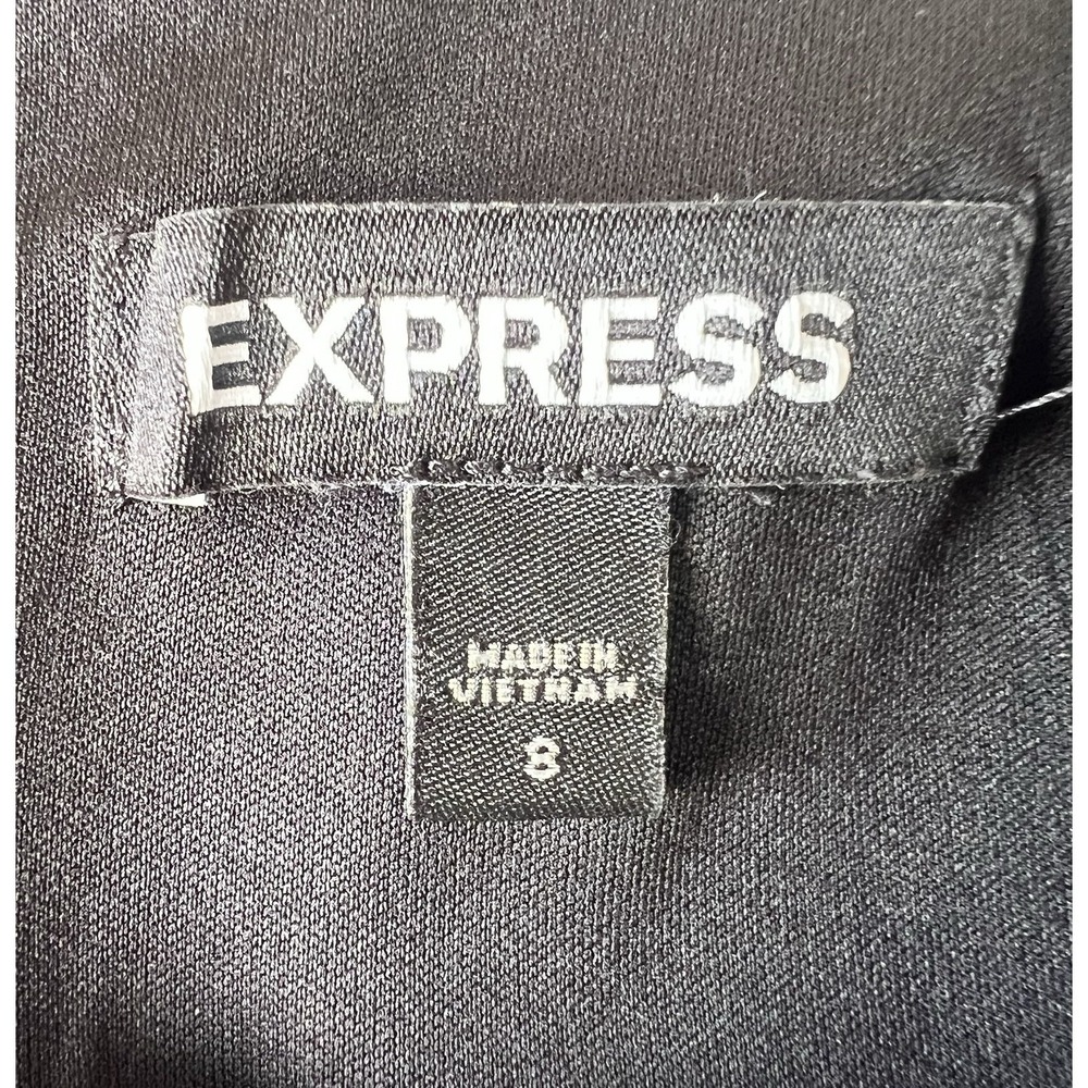 Express dress SZ 8 Black Pinstripe above Knee Length Dress short‎ sleeves - Picture 3 of 5